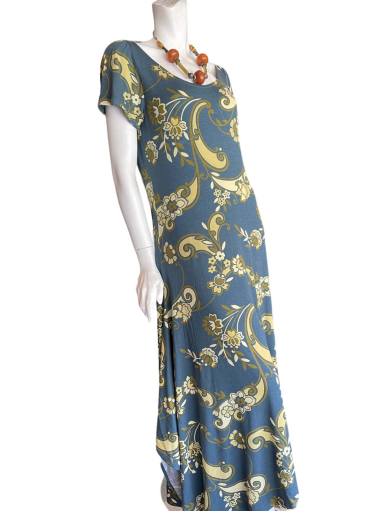 Green And Yellow Knit Maxi Dress