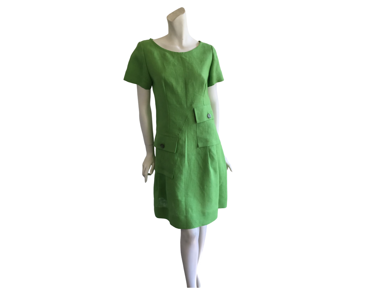 100 Percent Linen, Khaki, Green And Beige Dresses - Capped Sleeves